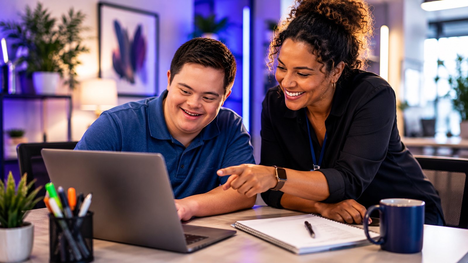 Individual succeeding in a meaningful workplace with supported employment